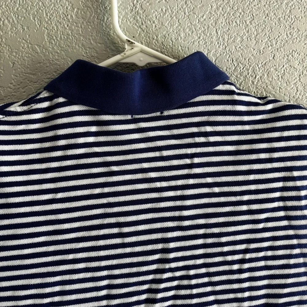 Polo Ralph Lauren Polo Shirt Mens Large Blue Striped Custom Fit Preppy
